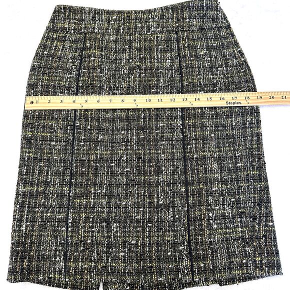 Eccoci Womens Green Black Tweed Double Slits Lined Knee-Length Pencil Skirt Sz 6 - Picture 6 of 10